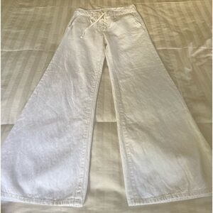 Mother White denium wide leg high waisted lace up pants! Fabulous! Like new!